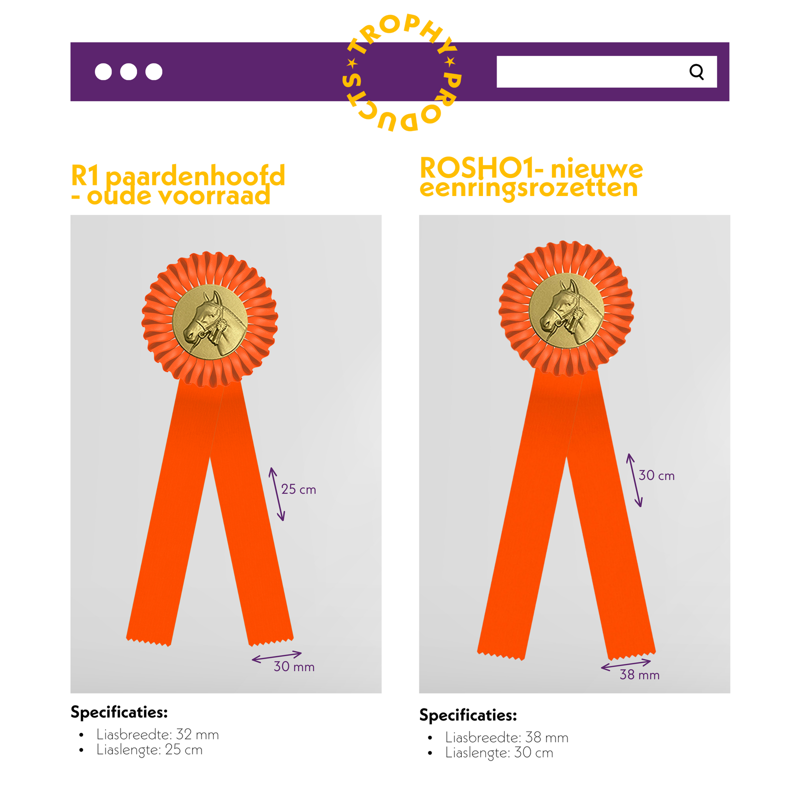 R1 Rozet 1-rings paardenhoofd - Afbeelding 2